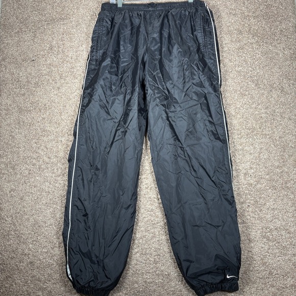 Vintage Nike Track Pants Men's Black White Lined Y2K Grunge Skate Goth Size L - Picture 1 of 10